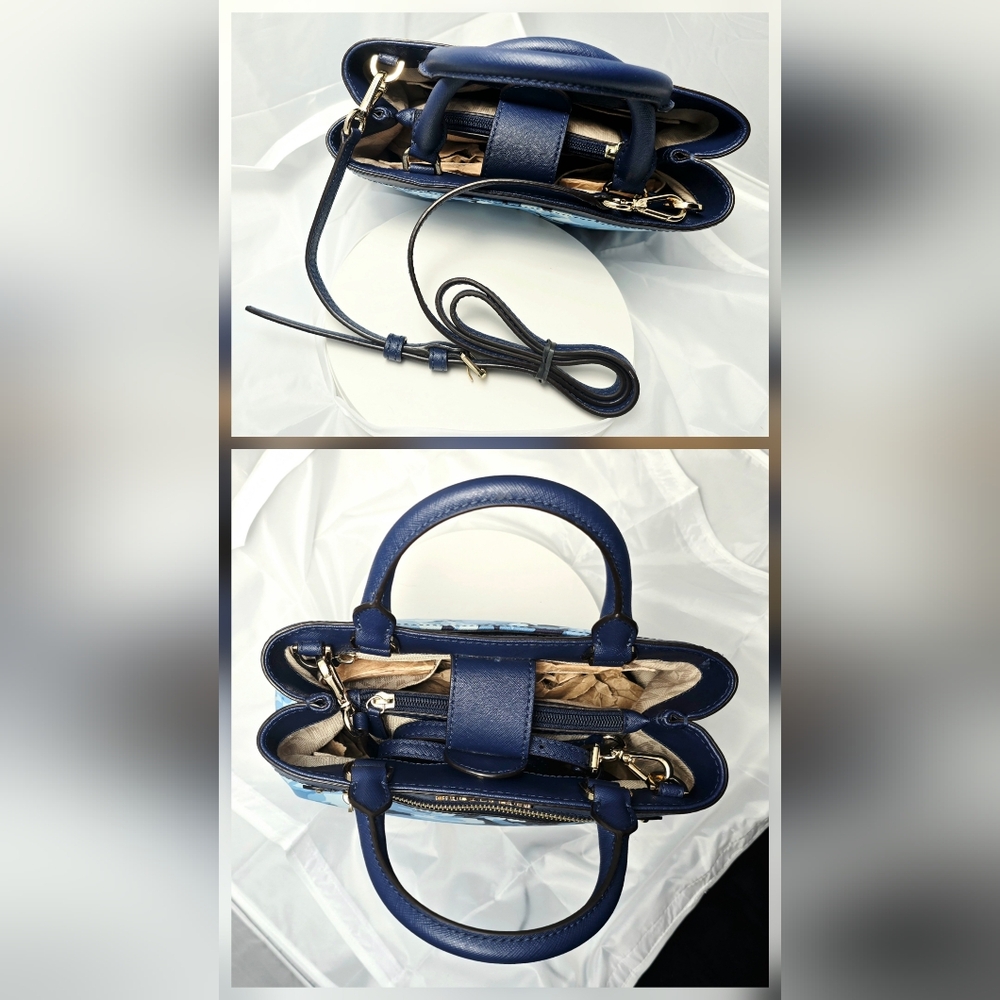 Michael Kors Hailee XS Crossbody Satchel in Navy Floral with Gold-tone Hardware - Picture 8 of 16